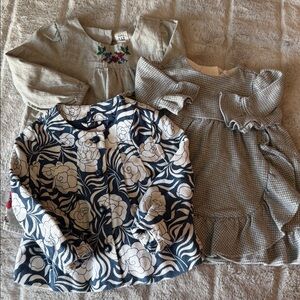 Janie and Jack Floral and Gingham Baby Dress Set, size 6-12 months